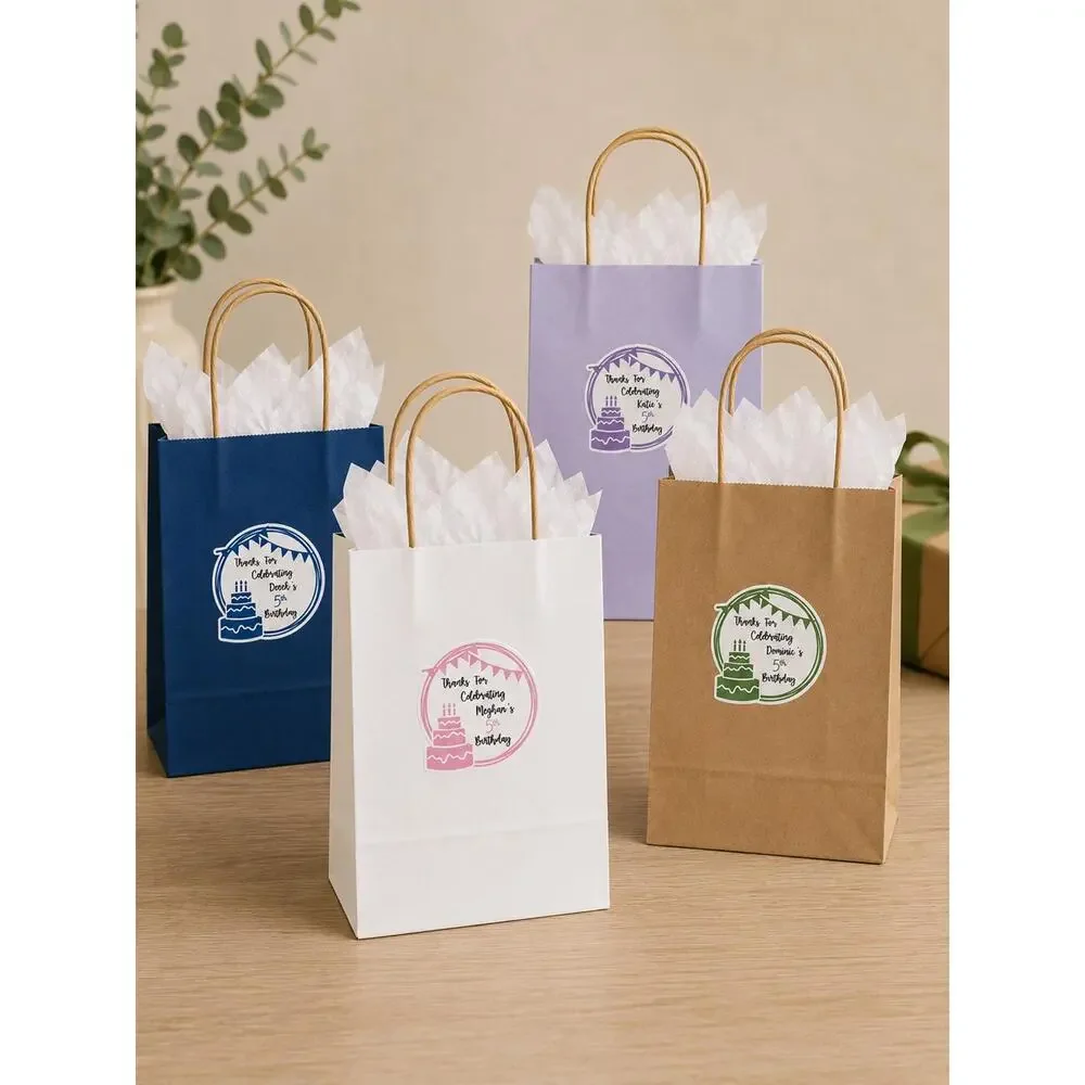 Custom Birthday Thank You Bags with Stickers: Personalized Favor Labels